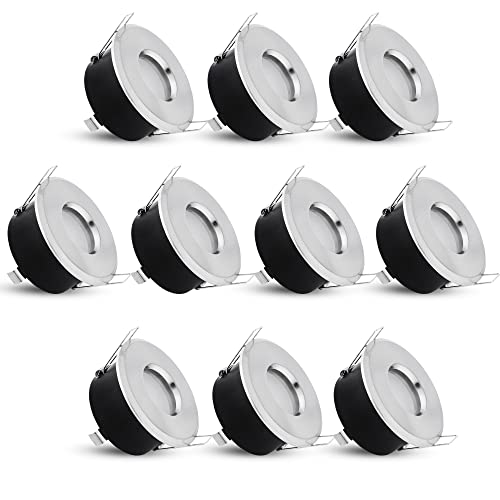 linovum 10 Stück LED Badeinbaustrahler Set IP65 gebürstet rund 230V - LED GU10 warmweiß 5W - Deckenstrahler für Bad & Außen linovum 10 Stück LED Badeinbaustrahler Set IP65 gebürstet rund 230V - LED GU10 warmweiß 5W - Deckenstrahler für Bad & Außen von linovum