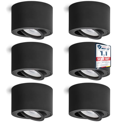 linovum 6 Stück LED Deckenspot SMOL in schwarz - flach & schwenkbar - Decken Aufbauspot inkl LED Modul 5W neutralweiß 230V linovum 6 Stück LED Deckenspot SMOL in schwarz - flach & schwenkbar - Decken Aufbauspot inkl LED Modul 5W neutralweiß 230V von linovum