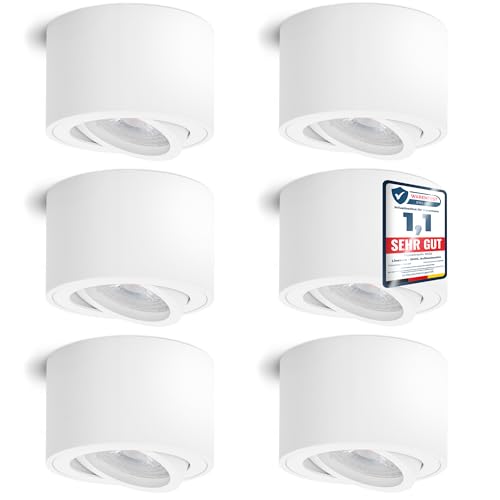 linovum 6er Set SMOL LED Aufbauspot weiß - flach & schwenkbar - Aufputzleuchte Deckenspot inkl LED Modul 4W warmweiß 230V linovum 6er Set SMOL LED Aufbauspot weiß - flach & schwenkbar - Aufputzleuchte Deckenspot inkl LED Modul 4W warmweiß 230V von linovum