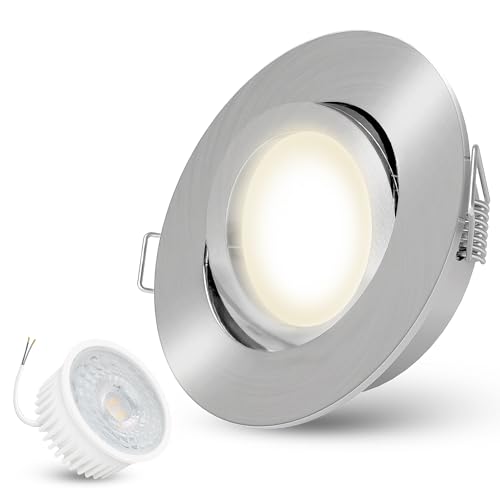 linovum flacher LED Einbaustrahler mit 4W LED Modul (wechselbar) neutralweiß - runder Einbauspot schwenkbar Edelstahl Optik linovum flacher LED Einbaustrahler mit 4W LED Modul (wechselbar) neutralweiß - runder Einbauspot schwenkbar Edelstahl Optik von linovum