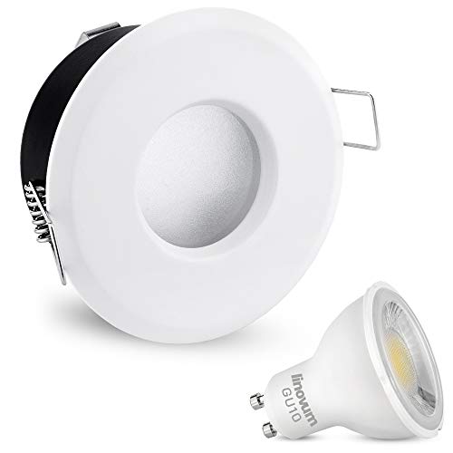 linovum LED Bad Einbaustrahler IP65 weiß rund 230V - Licht neutral-weiß 3W bei 220 Lumen - Ideal für Badezimmer, Küche oder Außen von linovum