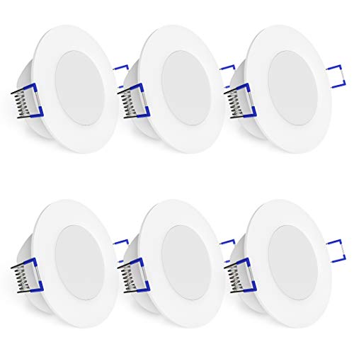 linovum 6er WEEVO Set runde LED Einbauleuchten für Bad & Außen IP44 - warmweiß 6,5W - Deckenlicht mit flachem Einbau 29 mm von linovum