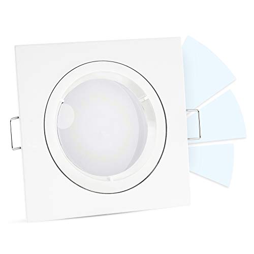 linovum® LED Einbaustrahler GU10 weiß eckig - GU10 LED 5W neutralweiß - mit fourSTEP Dimmen ohne Dimmer Deckenspot Einbauspot von linovum