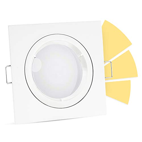 linovum® LED Einbaustrahler GU10 weiß eckig - GU10 LED 5W warmweiß - mit fourSTEP Dimmen ohne Dimmer Deckenspot Einbauleuchte von linovum