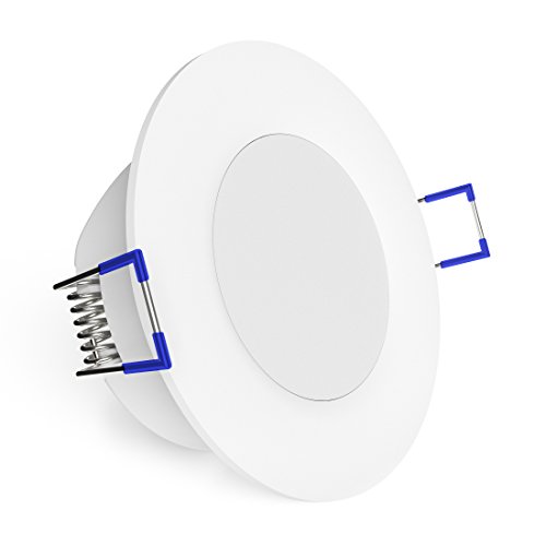 linovum WEEVO runde LED IP44 Einbauleuchte 230V Bad & Außen mit neutralweiß 3,5W - Deckenspots mit sehr flachem Einbau 29 mm von linovum