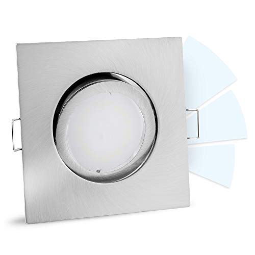 linovum® fourSTEP Deckeneinbauspot LED Dimmen ohne Dimmer - LED GU10 5W neutralweiß 230V - Downlight Einbau eckig schwenkbar von linovum