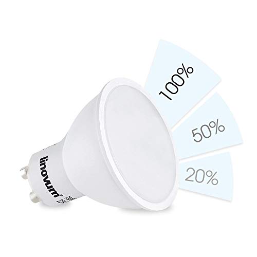 linovum fourSTEP Dim GU10 LED Lampe dimmbar mit 4-Schritt Dimmung, dimmbar ohne Dimmer mit jedem Lichtschalter 5W Lichtfarbe neutralweiß, Menge:1 Stück von linovum