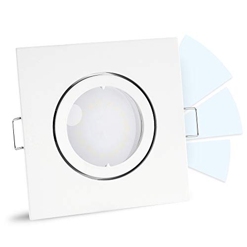 linovum® fourSTEP Einbaustrahler LED schwenkbar dimmen ohne Dimmer - LED GU10 5W neutralweiß 230V - Spot Einbau weiß eckig von linovum