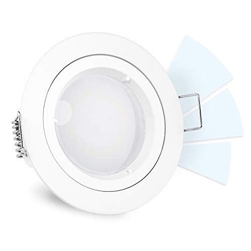 linovum® fourSTEP LED Downlight dimmen ohne Dimmer - LED GU10 neutralweiß 5W 230V - Decken Einbauleuchte in weiß lackiert rund von linovum
