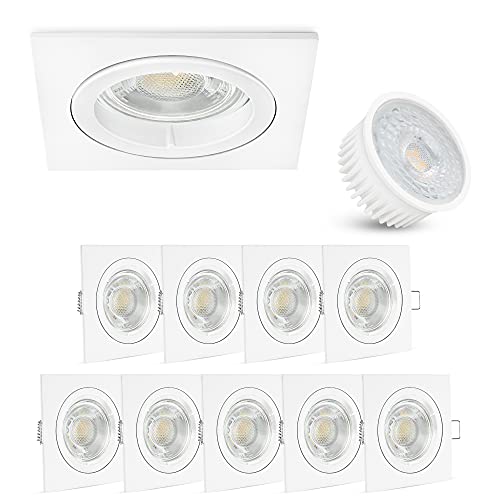 linovum 10 Stück flache Einbau Spots LED Set weiß quadratisch inkl. 4W LED Modul neutralweiß wechselbar - Einbautiefe 36 mm linovum 10 Stück flache Einbau Spots LED Set weiß quadratisch inkl. 4W LED Modul neutralweiß wechselbar - Einbautiefe 36 mm von linovum