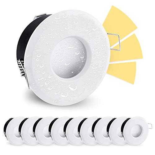 linovum 10er Set LED Einbaustrahler wasserfest IP65 mit fourSTEP 5W warmweiß 230V - Dimmbar ohne Dimmer Einbauspot weiß rund von linovum