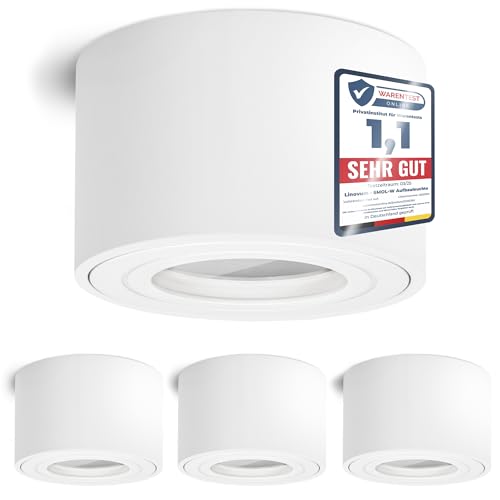 linovum SMOL-W 4 Stück IP44 Feuchtraum Wasserschutz Deckenstrahler Deckenspot Aufbauspot mattes weiß LED Deckenleuchte extra flach Deckenlampe Aufbaustrahler Ø 80 mm für LED Module linovum SMOL-W 4 Stück IP44 Feuchtraum Wasserschutz Deckenstrahler Deckenspot Aufbauspot mattes weiß LED Deckenleuchte extra flach Deckenlampe Aufbaustrahler Ø 80 mm für LED Module von linovum