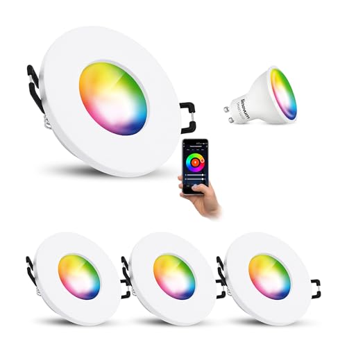 linovum 4 Stück ISAWO Deckenstrahler mit smart LED GU10 4W RGB + CCT - Deckenleuchte weiß IP65 kompatibel mit Alexa, Google & Siri linovum 4 Stück ISAWO Deckenstrahler mit smart LED GU10 4W RGB + CCT - Deckenleuchte weiß IP65 kompatibel mit Alexa, Google & Siri von linovum