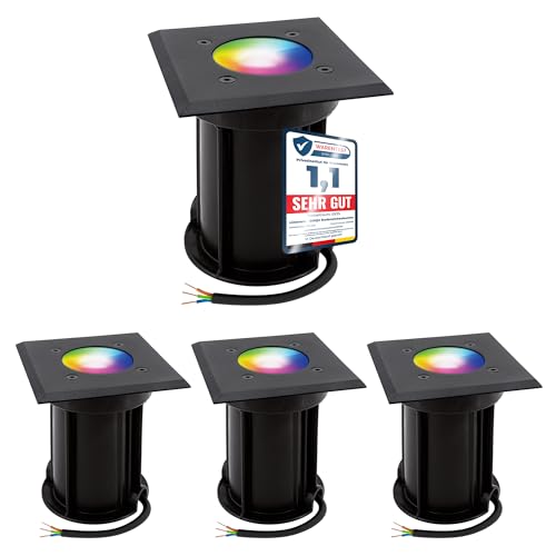 linovum 4 Stück smart BOQU Bodeneinbauleuchte schwarz eckig IP67 mit WLAN RGB LED GU10 - kompatibel mit Alexa & Google Home linovum 4 Stück smart BOQU Bodeneinbauleuchte schwarz eckig IP67 mit WLAN RGB LED GU10 - kompatibel mit Alexa & Google Home von linovum