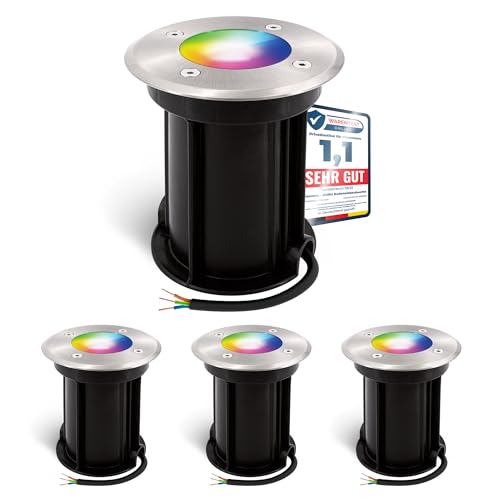 linovum 4er Pack BORU Bodenleuchten Außen IP67 Smart RGBW LED GU10 - kompatibel mit Alexa & Google Home WLAN App Steuerung 4W von linovum