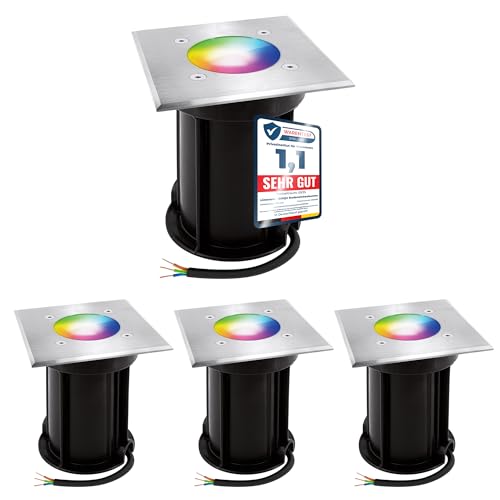 linovum 4er Set BOQU Einbau Bodenlampe Außen IP67 mit Smart RGBW LED GU10 - kompatibel mit Alexa & Google Home (kein Hub nötig) von linovum
