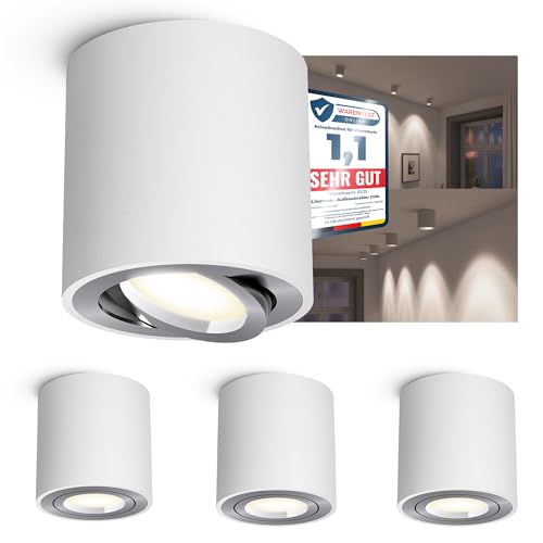 linovum 4er Set CORI Aufputz Deckenspot dimmbar weiß mit LED GU10 neutralweiß 6,5W 230V - Aufbau Leuchte Alu schwenkbar Ø80x84mm linovum 4er Set CORI Aufputz Deckenspot dimmbar weiß mit LED GU10 neutralweiß 6,5W 230V - Aufbau Leuchte Alu schwenkbar Ø80x84mm von linovum