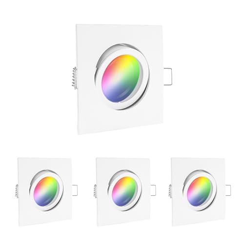 linovum 4er Set Einbaustrahler eckig mattweiß schwenkbar mit je einem 4W Smart LED Modul linovum 4er Set Einbaustrahler eckig mattweiß schwenkbar mit je einem 4W Smart LED Modul von linovum