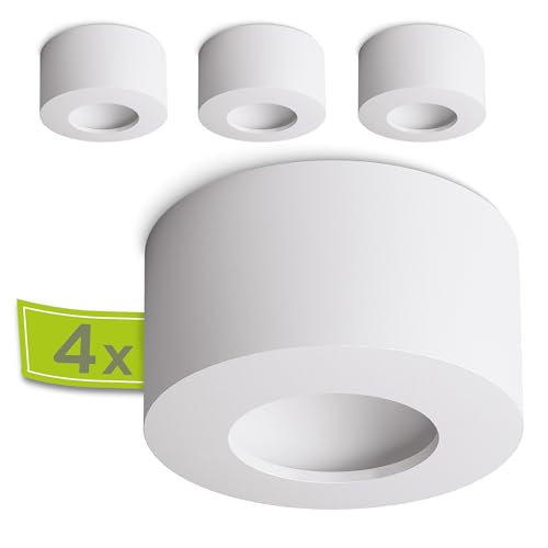 linovum 4er Set TASI LED Aufbauleuchte weiß pulverbeschichtet - Deckenspot flach 6W warmweiß runde Lichtfläche - moderne Aufputz Lampe Decke linovum 4er Set TASI LED Aufbauleuchte weiß pulverbeschichtet - Deckenspot flach 6W warmweiß runde Lichtfläche - moderne Aufputz Lampe Decke von linovum