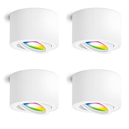 linovum 4x SMOL Aufbaulampe LED schwenkbar flach mit Smart RGBW 230V - WLAN Deckenstrahler weiß kompatibel mit Alexa & Google linovum 4x SMOL Aufbaulampe LED schwenkbar flach mit Smart RGBW 230V - WLAN Deckenstrahler weiß kompatibel mit Alexa & Google von linovum