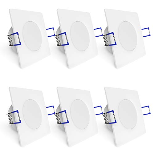 linovum WEEVO 6x Bad Einbauspots LED dimmbar - 6,5W neutral weiß - IP44 wassergeschützt eckige Deckenlampen 230V extra flach von linovum