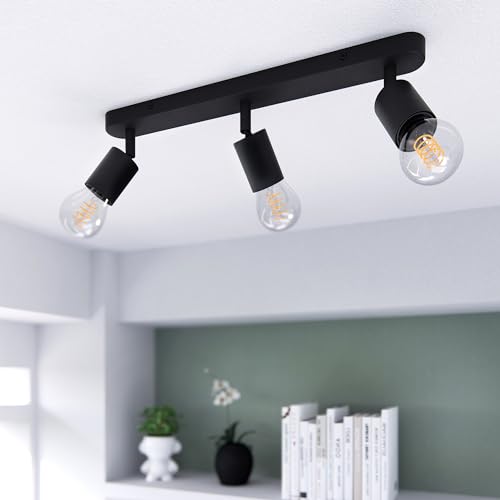 linovum AWORA Deckenlampe E27 3 flammig schwarz ohne Leuchtmittel - Küchenlampe Deckenleuchte E27 Deckenfassung Deckenstrahler von linovum