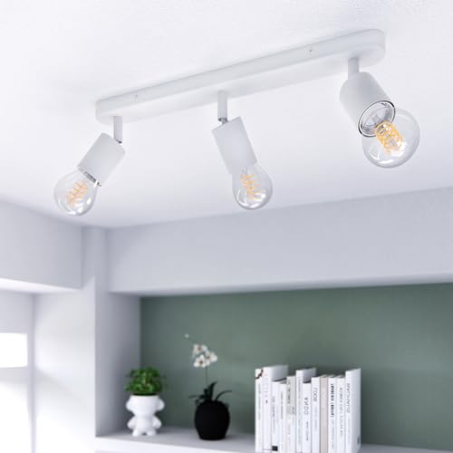 linovum AWORA Deckenleuchte E27 3 flammig weiß ohne Leuchtmittel - Wohnzimmerlampe schwenkbar E27 Fassung Schlafzimmerlampe von linovum