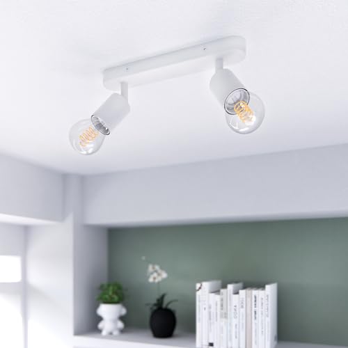 linovum AWORA Wohnzimmerlampe Decke E27 (ohne Leuchtmittel) - weiße Deckenlampe Wohnzimmer Innen Spotbalken schwenkbar drehbar von linovum