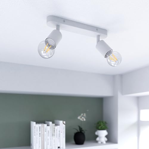 linovum AWORA Wohnzimmerlampe - weiße Deckenlampe Wohnzimmer Innen schwenkbar drehbar mit 2x E27 LED Lampen - dimmbar ohne Dimmer von linovum