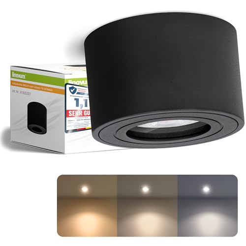linovum Aufbauspot SMOL-W mit LumiFLEX Farbwechsel CCT 2700K 4000K 6500K flach IP44 matt schwarz & rund - Aufputz Downlight 4W von linovum