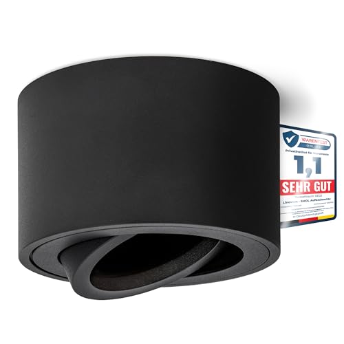 linovum Aufbauspot SMOL extra flach schwenkbar in schwarz matt & rund - Aufputz Downlight mit Ø 80 mm geeignet für LED Module von linovum