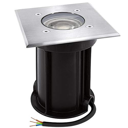 linovum BOQU Bodeneinbaustrahler aussen IP67 mit LED GU10 6W warmweiß 230V - Bodenleuchte quadratisch befahrbar bis 500Kg von linovum