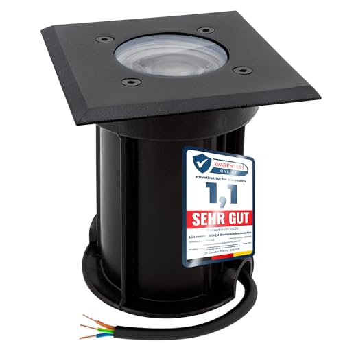 linovum BOQU Bodenstrahler LED 230V dimmbar IP67 mit LED GU10 Leuchtmittel 6,5W neutralweiß - Boden Weglampe schwarze Front von linovum
