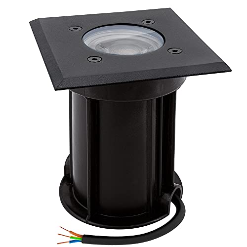 linovum BOQU Einbau Bodenstrahler schwarz IP67 inkl. LED Lampe GU10 6W neutralweiß - Spotstrahler Boden eckig mit Kabel 230V von linovum