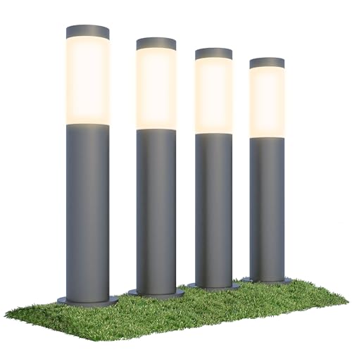 linovum BOSEA-A 4 Stück Wegeleuchten E27 Lampenfassung Outdoor Pollerleuchte - Wegbeleuchtung aus Edelstahl IP44 Höhe 50 cm von linovum