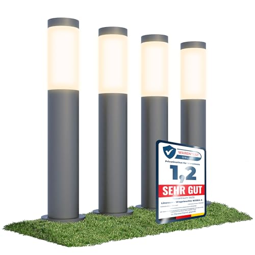 linovum BOSEA-A 4 Stück Wegeleuchten E27 Lampenfassung Outdoor Pollerleuchte - Wegbeleuchtung aus Edelstahl IP44 Höhe 50 cm von linovum