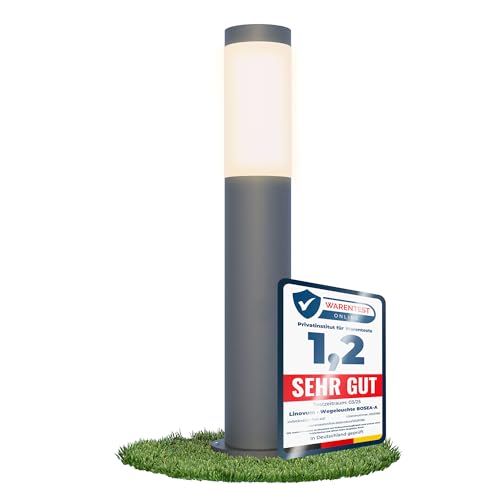 linovum BOSEA-A Sockelleuchte anthrazit mit 1x E27 Fassung - Pollerleuchte 50cm hoch - Outdoor Wegeleuchte aus Edelstahl IP44 von linovum