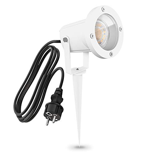 linovum CARI Erdspießleuchte für Außen in weiß mit Fassung für 1x GU10 - Gartenlampe mit Strom IP65 mit 2 Meter Schuko Kabel linovum CARI Erdspießleuchte für Außen in weiß mit Fassung für 1x GU10 - Gartenlampe mit Strom IP65 mit 2 Meter Schuko Kabel von linovum