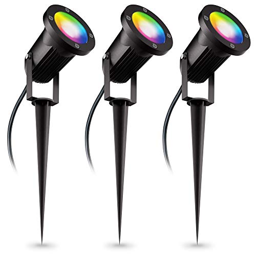 linovum 3 Stück CARI Gartenleuchte Erdspieß mit RGBW Smart LED GU10 5W - kompatibel mit Alexa & Google Home - Strom Schuko Kabel 2m linovum 3 Stück CARI Gartenleuchte Erdspieß mit RGBW Smart LED GU10 5W - kompatibel mit Alexa & Google Home - Strom Schuko Kabel 2m von linovum