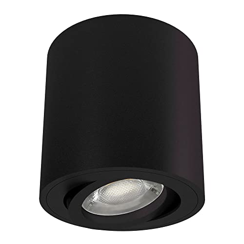 linovum CORI Aufbau Deckenspot LED in matt schwarz & rund - mit LED GU10 Lampe 6W neutralweiß 230V - Spot Strahler schwenkbar von linovum