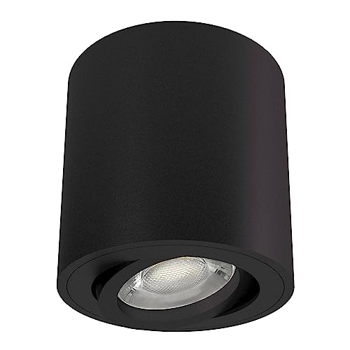linovum CORI Aufbauspot dimmbar schwarz mit LED Leuchtmittel GU10 warmweiß 6,5W 230V - Strahler Aufbau schwenkbar rund Ø80x84mm von linovum
