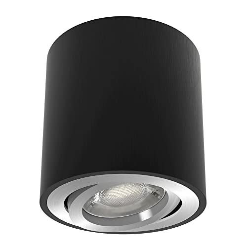 linovum CORI runde Aufbaulampe schwenkbar in schwarz & gebürstet - Deckenleuchte Aufbau Spot geeignet für GU10 & LED Module von linovum