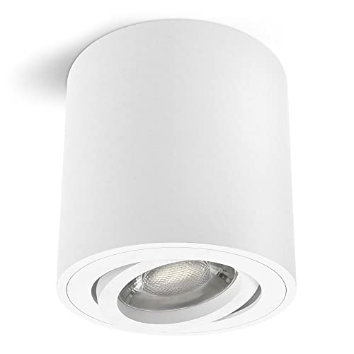 linovum CORI weißer LED Aufbau Deckenstrahler schwenkbar & rund - mit LED GU10 Leuchtmittel 6W neutralweiß 230V - Aufbauspot von linovum