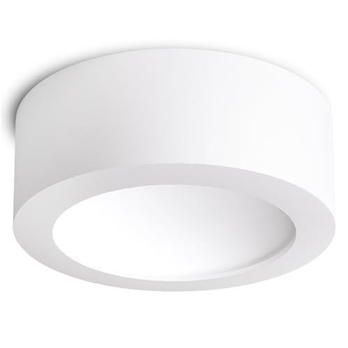 linovum Decken Aufbauleuchte TASI matt weiß - Aufputz Lampe LED rund warmweiß 17W 2550 Lumen - moderne Leuchte Wohnzimmer mit großer Lichtfläche von linovum