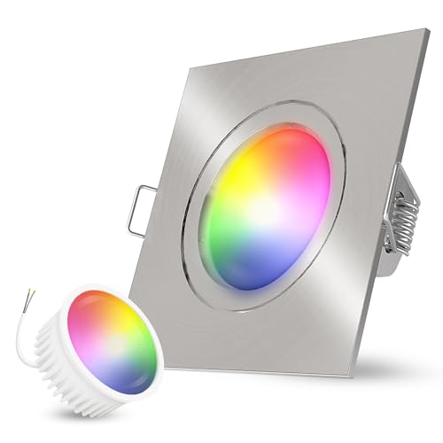 linovum Deckeneinbaustrahler mit wechselbarem RGB Smart LED Modul - kompatibel mit Alexa & Google Home - WLAN Einbauspot eckig gebürstet linovum Deckeneinbaustrahler mit wechselbarem RGB Smart LED Modul - kompatibel mit Alexa & Google Home - WLAN Einbauspot eckig gebürstet von linovum