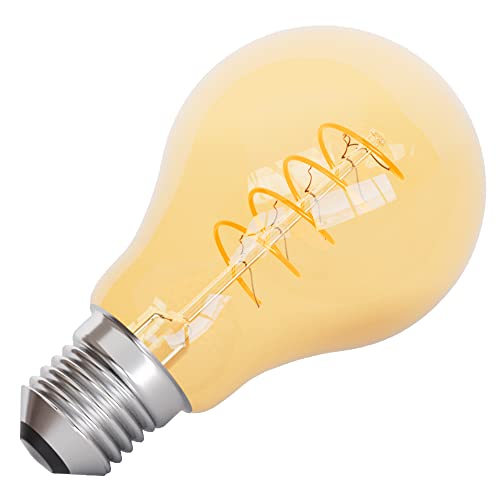 linovum Edison LED Filament Glühbirne E27 dimmbar extra warmweiß 1700K, A60 Vintage Retro Leuchtmittel 3,8W in Bernstein Optik von linovum