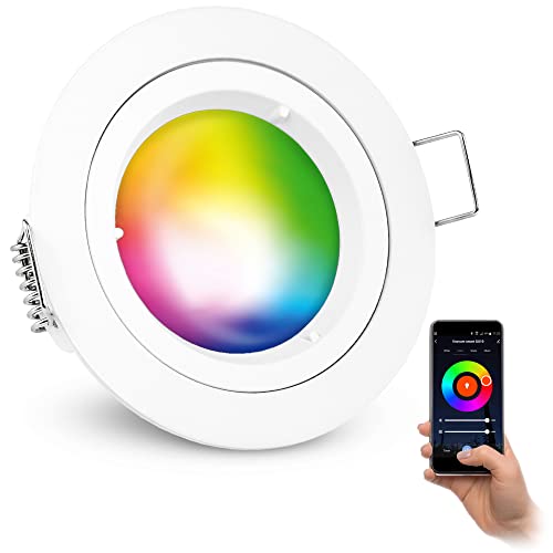 linovum Einbau Deckenstrahler LED weiß mit Wifi Bulb GU10 wechselbar - kompatibel mit Alexa & Google - Spot Dimmbar RGB & Lichtfarbe von linovum