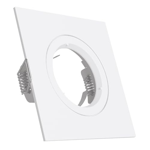 linovum Einbaustrahler GU10 Einbaurahmen weiß eckig starr inkl. GU10 Lampen Fassung - Rahmen für LED, Halogen, MR16 von linovum