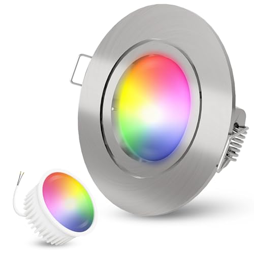 linovum Einbaustrahler flach mit wechselbarem RGB Smart LED Modul - kompatibel mit Alexa & Google Home - WLAN Einbauspot rund gebürstet linovum Einbaustrahler flach mit wechselbarem RGB Smart LED Modul - kompatibel mit Alexa & Google Home - WLAN Einbauspot rund gebürstet von linovum