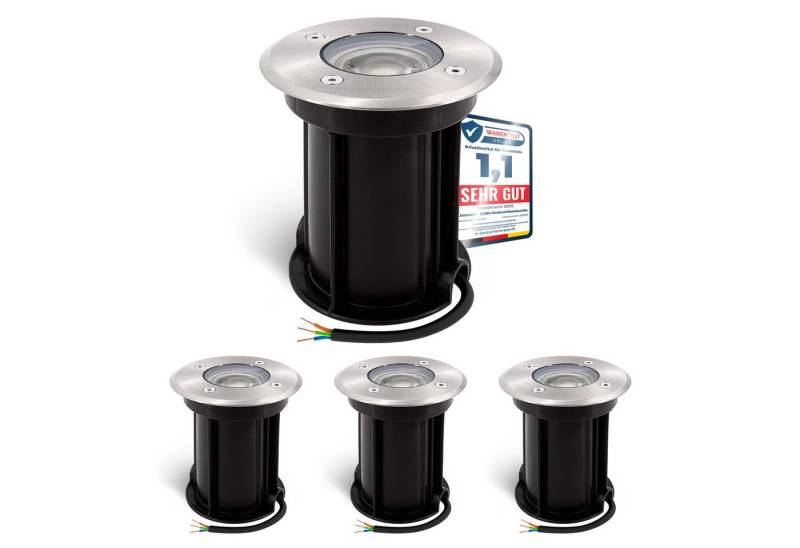 linovum LED Gartenleuchte 4er Set BORU Bodeneinbaustrahler LED GU10 5W warmweiss - Spot, Warmweiß von linovum